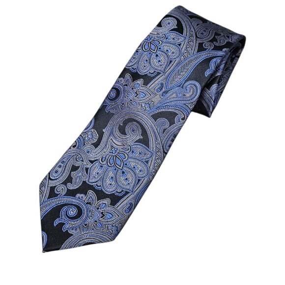 Donald J Trump Signature Collection Silk Paisley Blue And Gray Long Suit Tie - Picture 1 of 8